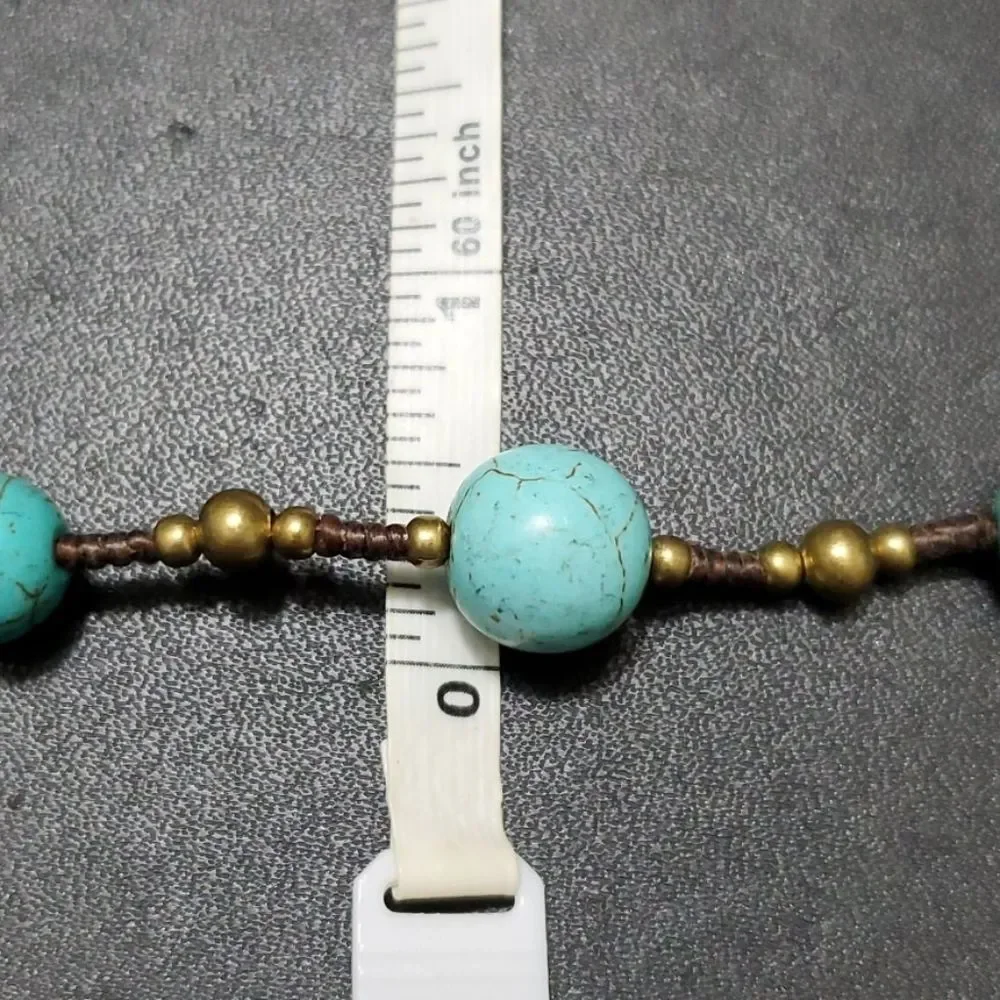Brown and blue turquoise stone bracelet 6.25